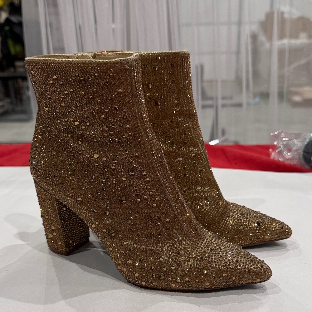 Betsey Johnson Sparkling Gold Heeled Boots